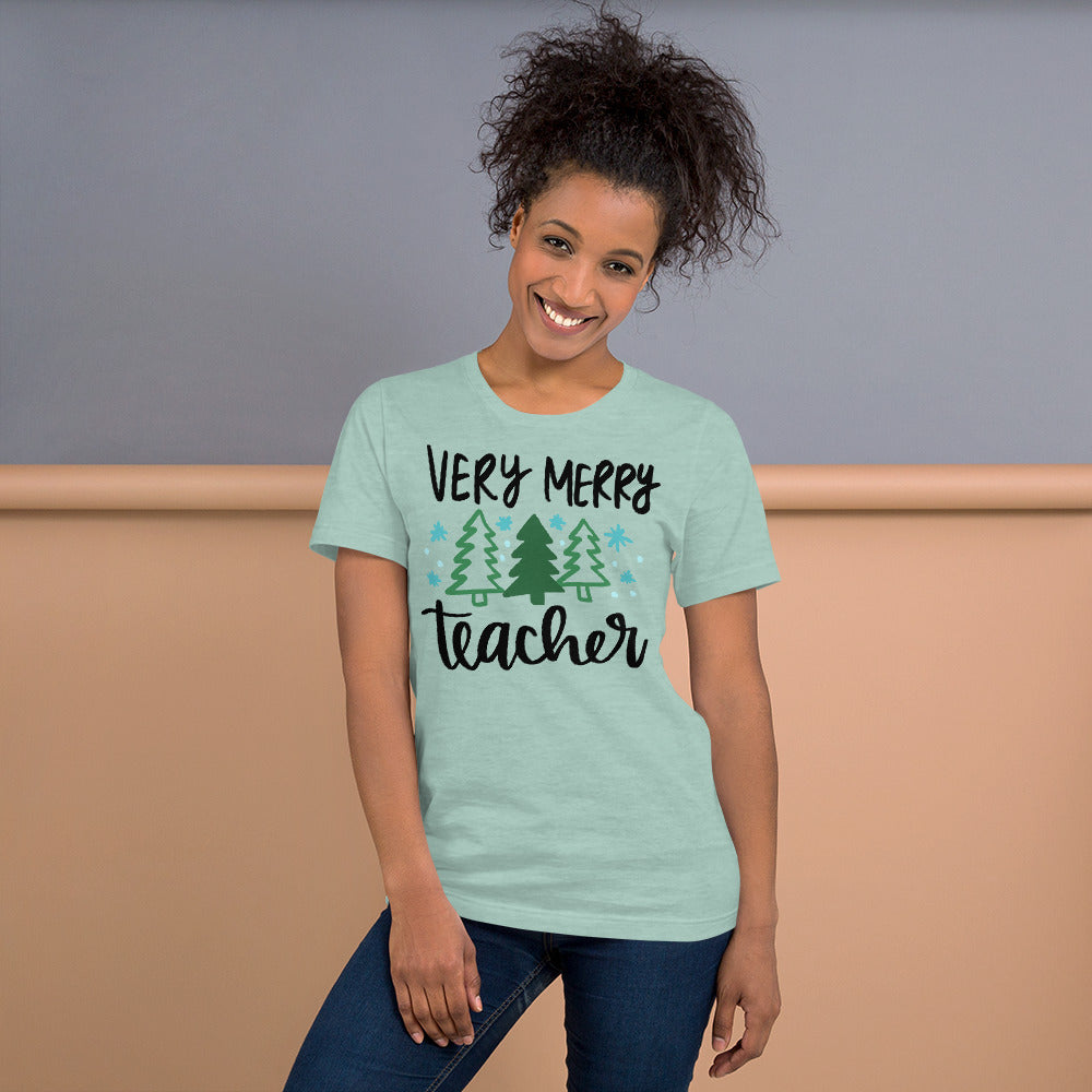 Very Merry Teacher t-shirt unisex